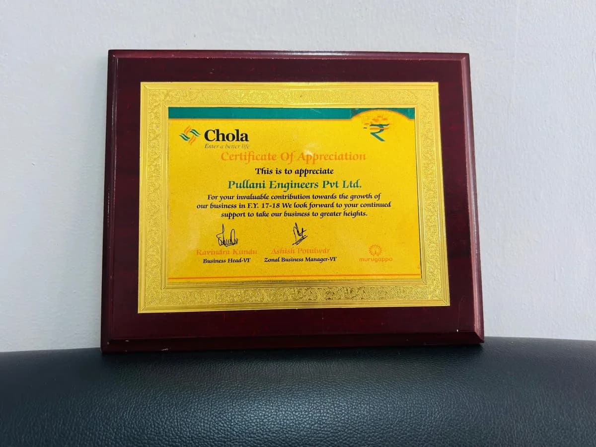 Cholamandalam — Outstanding Contribution Award (F.Y. 17-18)