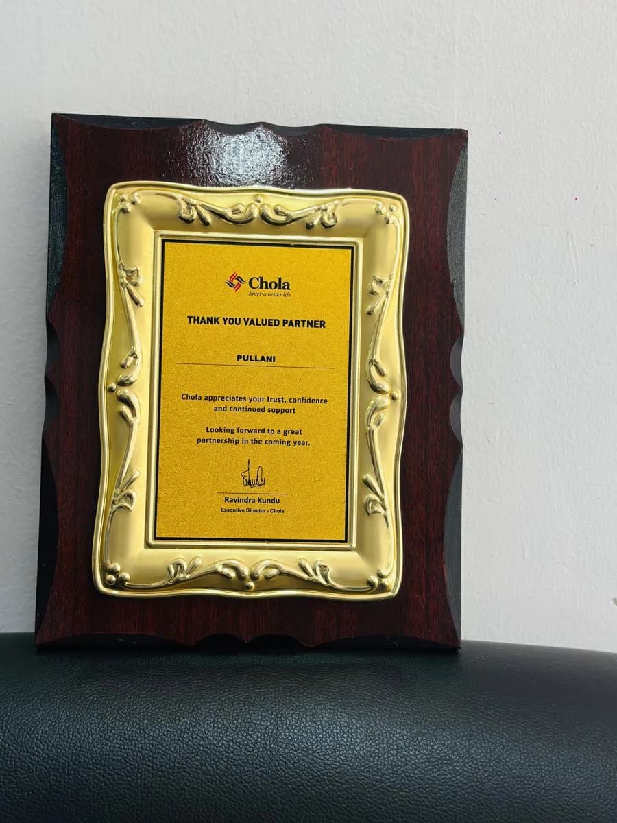Cholamandalam — Valued Partner Honor Plaque