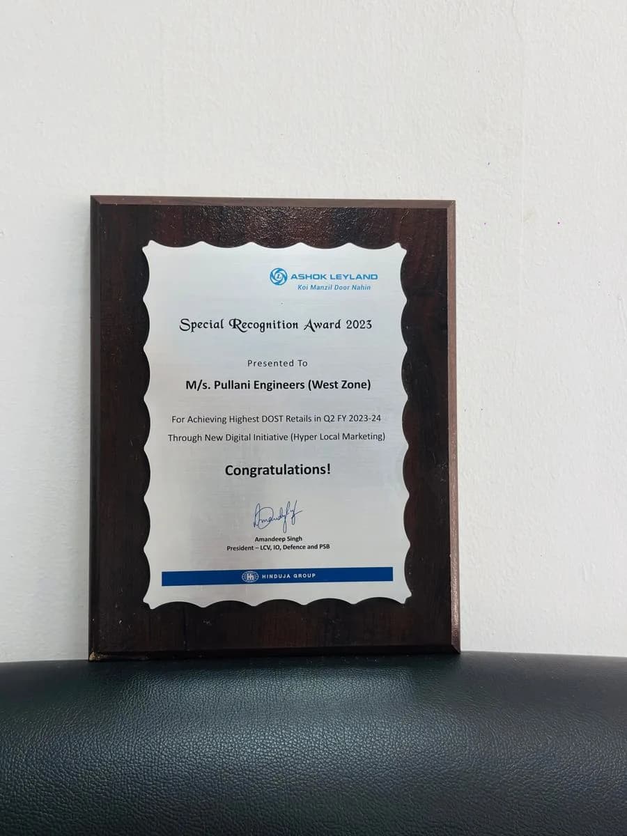 Ashok Leyland Mumbai RO — Highest Retail Volume Award