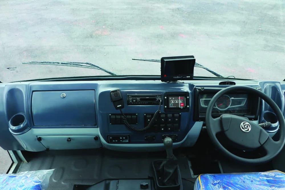 MiTR Staff Bus cabin and dashboard, from the official brochure